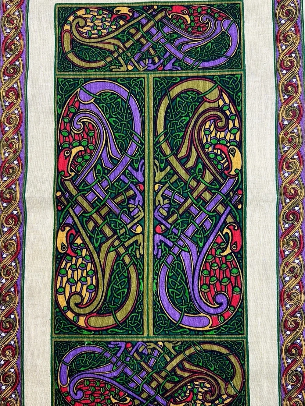 New Vintage Irish Linen Tea Towel Fingal Celtic From The Book Of Kells